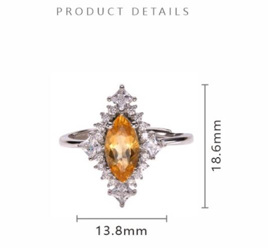 S925 Sterling Silver 18K Gold Plated Natural Gemstone Ring
